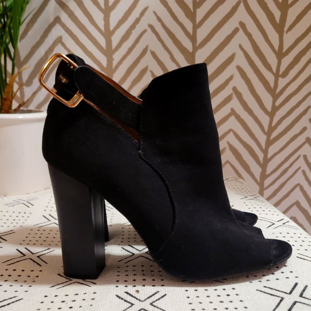 Womens black open toe bootie